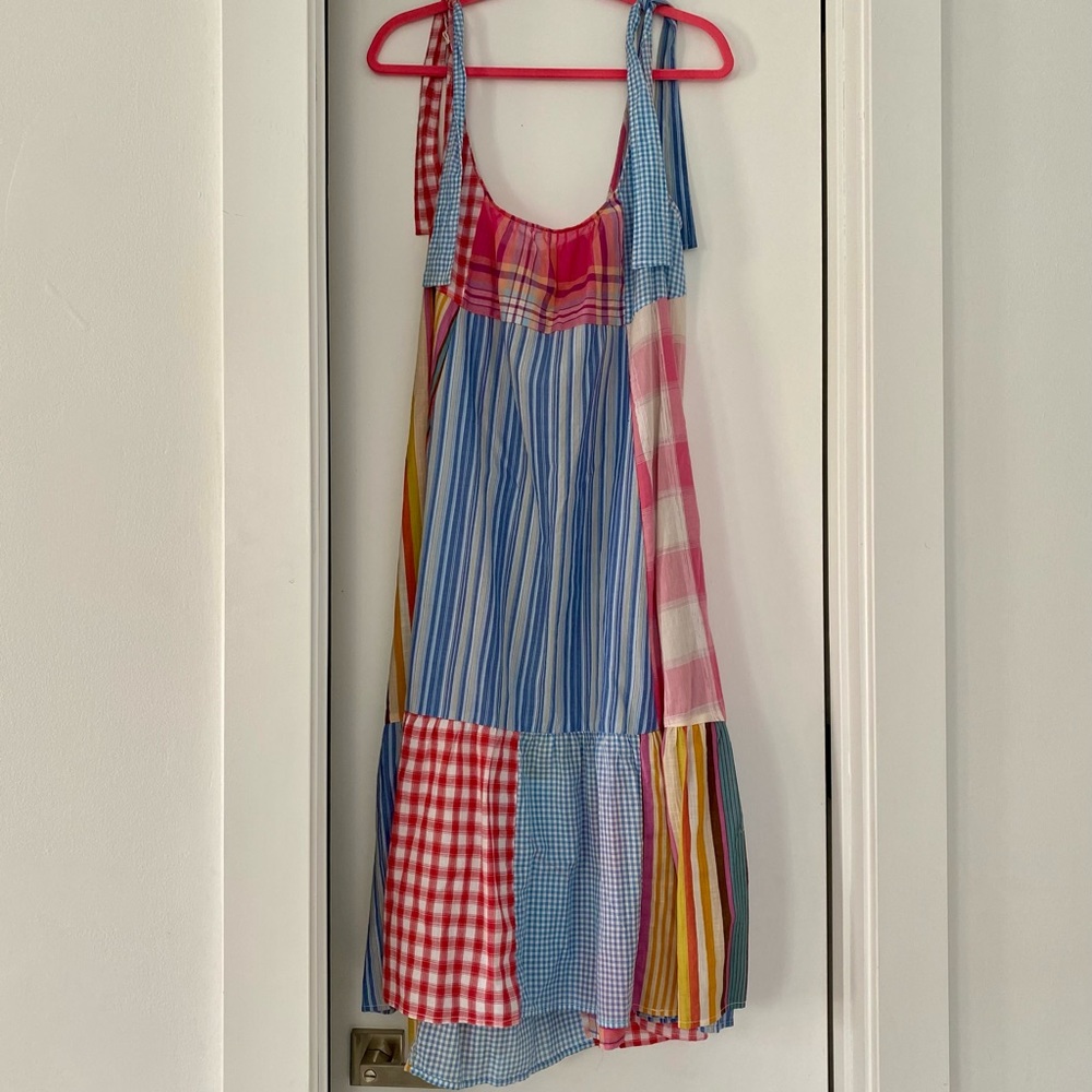 Anthropologie Patchwork Midi Sundress in Blue, Pink, Red, Yellow